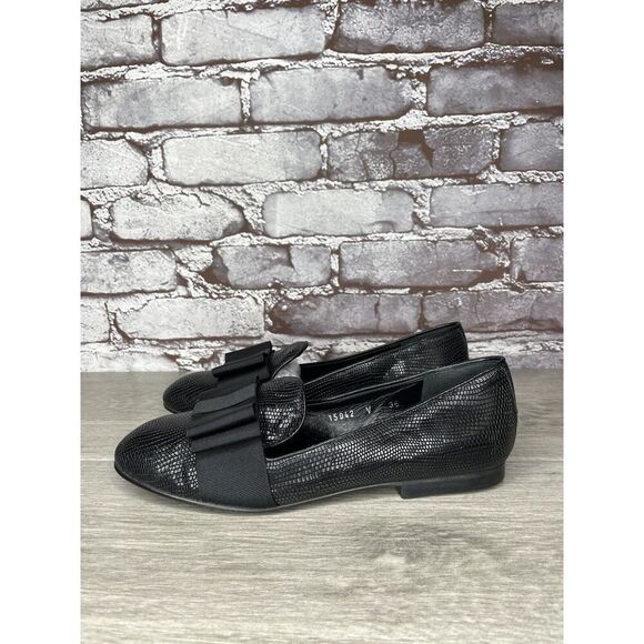 Ted & Muffy Black Leather Bow Slip On Heel Pump Shoes Women’s Sz 36EU/6M US - Picture 2 of 16